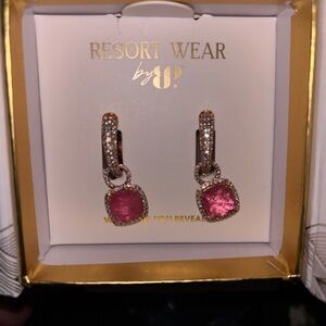 RBP Resort Wear Pink topaz fused with genuine quartz Earrings NIB